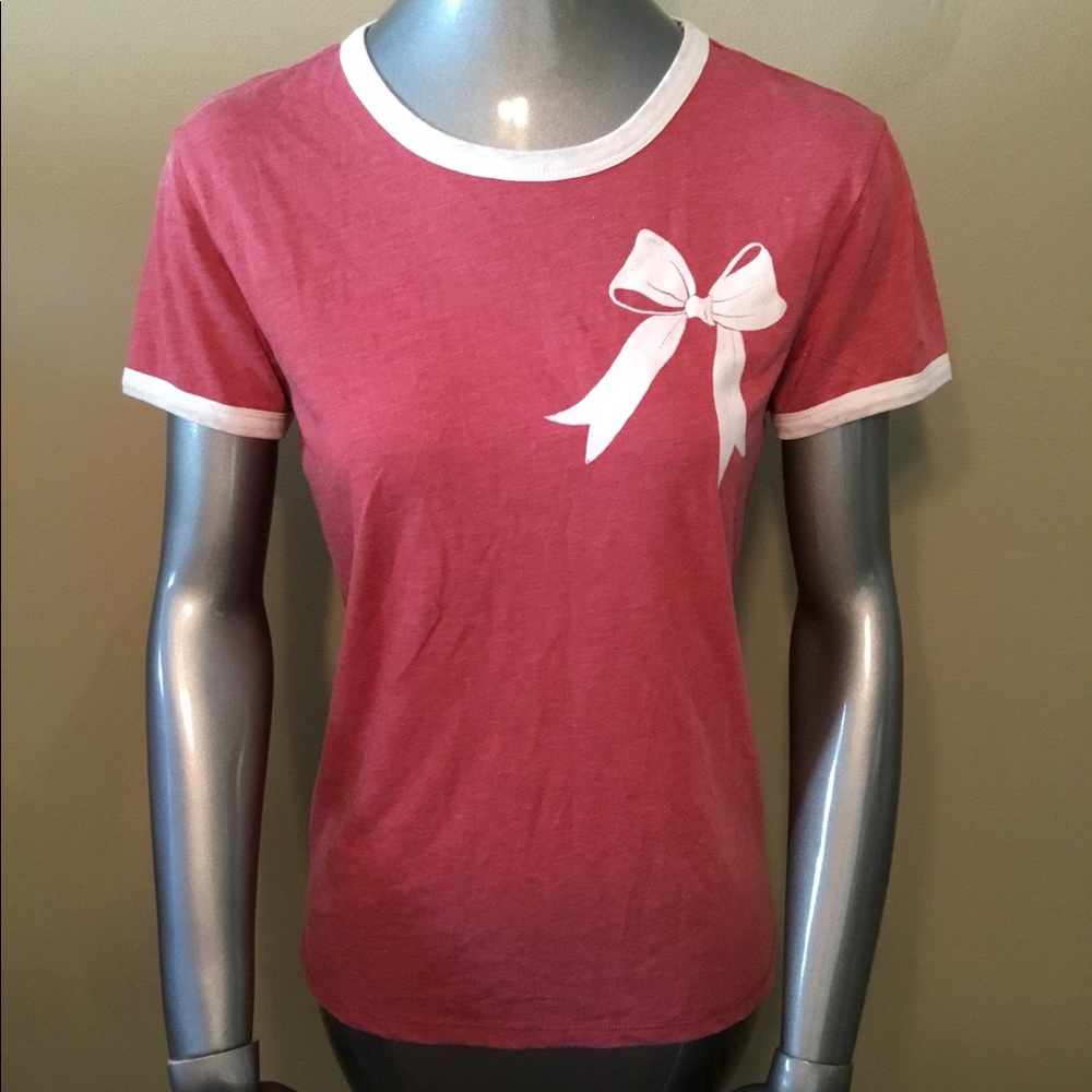 NWT Others Follow raspberry bow tee shirt top